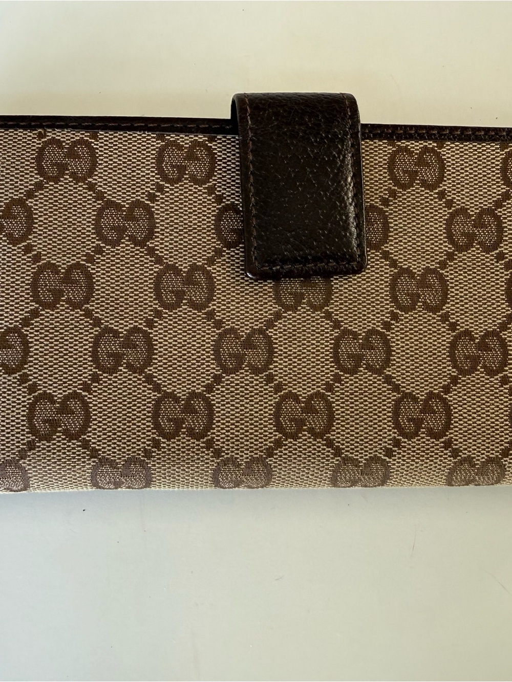 Authentic Gucci GG Canvas Long Wallet Brown Leather w/ COA